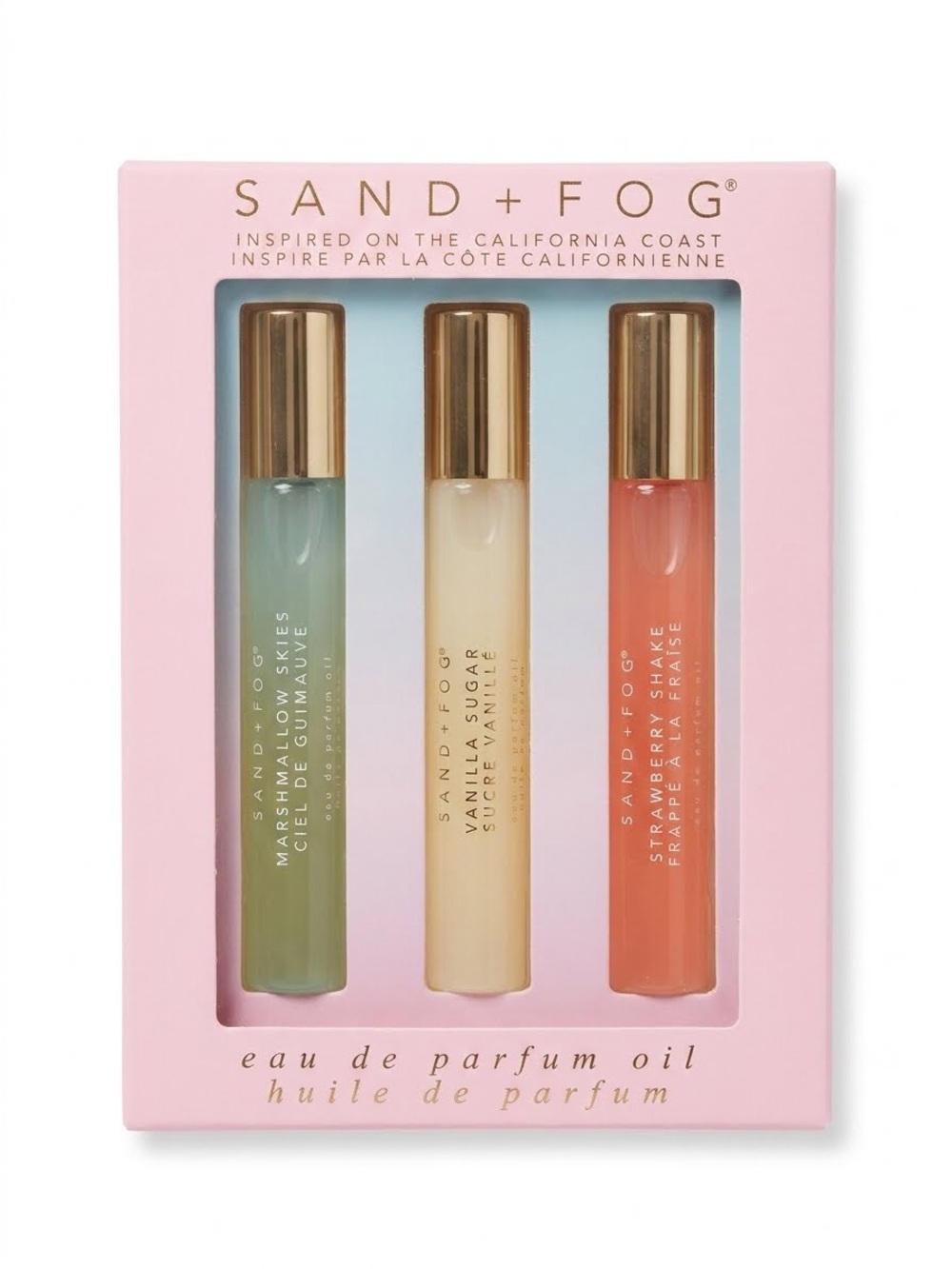 Sand and Fog set marshmallow skies, vanilla sugar, strawberry shake